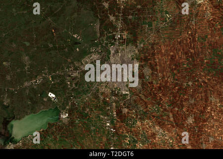 Homs et Qattinah Lake en Syrie en février 2019 Vue de l'espace - contient des données Sentinel Copernicus modifiés (2019) Banque D'Images