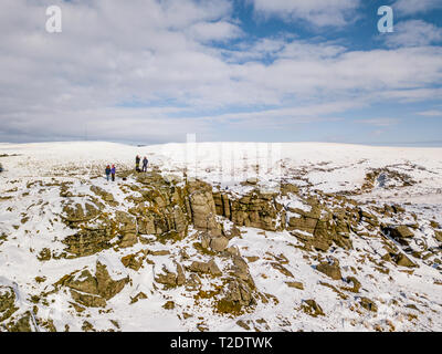 Un hiver enneigé sur Dartmoor, Devon, Royaume-Uni. Banque D'Images