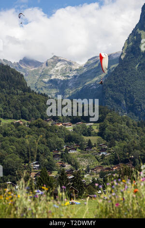 Le Parapente à Samoens, France Banque D'Images