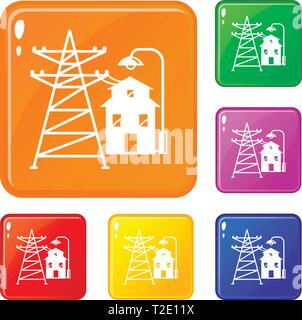 Farm house icons set vector color Illustration de Vecteur