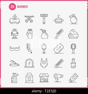 Coiffure Line Icons Set pour l'infographie, Mobile UX/UI Kit et Print Design. Comprennent : salon de coiffure, visage, maquillage, coiffure, Beauté, Président, coupe de cheveux, coiffure, icône Illustration de Vecteur