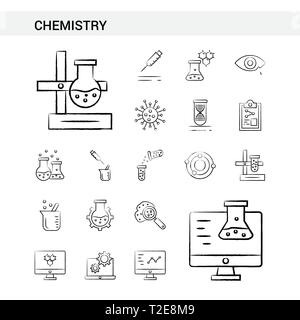La main de chimie Icon Set Style, isolé sur fond blanc. - Vector Illustration de Vecteur