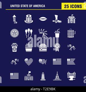 Usa glyphe solide Icon Pack pour les concepteurs et développeurs. Icônes de célébration, d'artifice, fête, Jour, hat, Présidents, USA, Ball, Vector Illustration de Vecteur