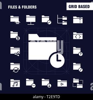 Fichiers et dossiers Icône glyphe solide Pack pour les concepteurs et développeurs. Icônes de Connect, un dossier réseau, des fichiers, éditer, Dossier, crayon, écrire, Vector Illustration de Vecteur