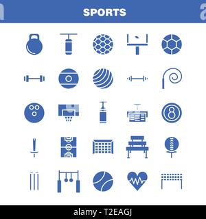 Glyphe solide Sports Icon Pack pour les concepteurs et développeurs. Icônes de ball, golf, tee, Sports, Cricket, souches, Wicket, Sports, Vector Illustration de Vecteur