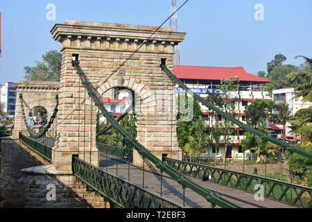 Punalur, Kerala, Inde - 1 mars 2019 : Suspension Bridge Banque D'Images