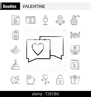 Valentine Hand Drawn Icon Pack pour les concepteurs et développeurs. Icônes de fichier, l'amour, la romance, la Saint Valentin, de l'image, l'amour, Roman, Valentine, Vector Illustration de Vecteur