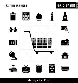 Super Marché glyphe solide Icons Set pour l'infographie, Mobile UX/UI Kit et Print Design. Inclure : Cigarette, Boîte à cigarettes, paquet de cigarettes, carotte, Cru Illustration de Vecteur