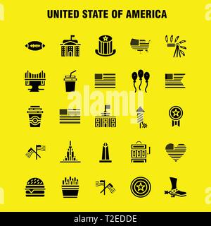 Usa glyphe solide Icon Pack pour les concepteurs et développeurs. Icônes de célébration, d'artifice, fête, Jour, hat, Présidents, USA, Ball, Vector Illustration de Vecteur