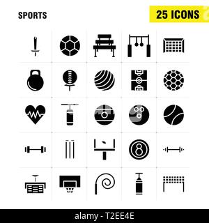 Glyphe solide Sports Icon Pack pour les concepteurs et développeurs. Icônes de ball, golf, tee, Sports, Cricket, souches, Wicket, Sports, Vector Illustration de Vecteur