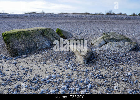 Vestiges de fortifications allemandes DE LA SECONDE GUERRE MONDIALE, Le Hourdel, Cayeux-sur-Mer, Baie de Somme, Somme, haut-de-France, France Banque D'Images