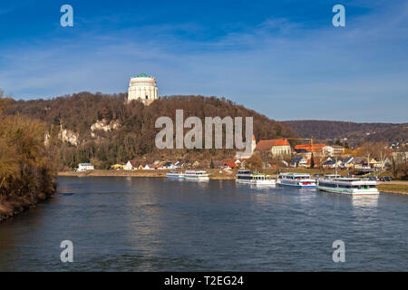 Vue sur le Danube à la libération Hall (Befreiungshalle) Kelheim Banque D'Images