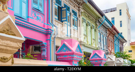 Maison Peranakan colorés populaires avec instagrammers sur Koon Seng Road, Joo Chiat, Geylang, Singapour. Banque D'Images