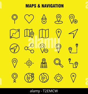 Des cartes et l'icône de la ligne de Navigation pack pour les concepteurs et développeurs. Des icônes, supprimer la carte gps, cartes, navigation, boussole, GPS, position, Vector Illustration de Vecteur