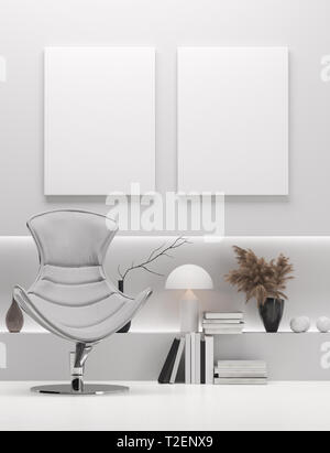 Maison moderne de l'intérieur, des maquettes, toile 3D render Banque D'Images