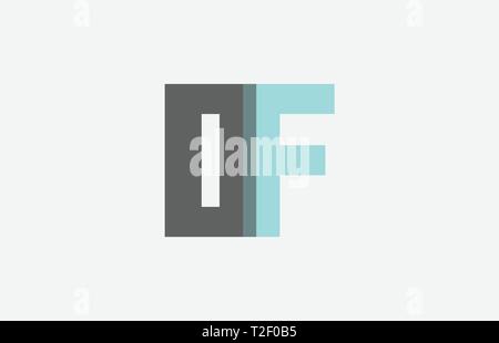 Bleu pastel gris lettre d'Alphabet O F combinaison logo design adapté pour une société ou entreprise Illustration de Vecteur