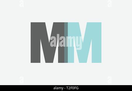 Bleu pastel gris lettre alphabet MM M M combinaison logo design adapté pour une société ou entreprise Illustration de Vecteur