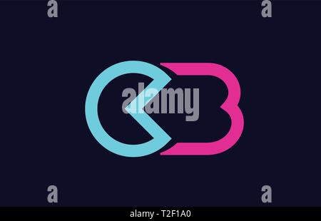 CB C B blue pink lettre alphabet alphabet coloré combinaison logo design adapté pour une société ou entreprise Illustration de Vecteur