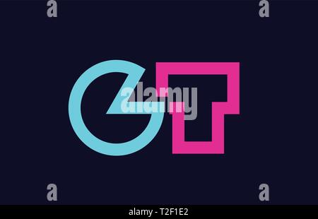 GT G T rose bleu alphabet lettre alphabet coloré combinaison logo design adapté pour une société ou entreprise Illustration de Vecteur