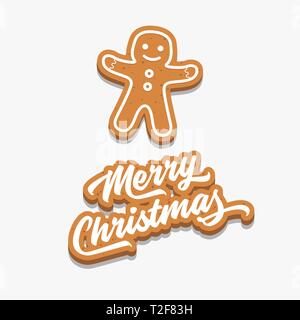 Joyeux Noël et Gingerbread man. Illustration de Vecteur