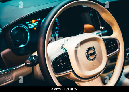 Bucarest, Roumanie - 21 octobre 2016 : Intérieur Vue aérienne de voiture Volvo Banque D'Images