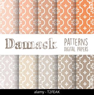 Motif répétitif sans soudure de fond style damassé illustrations vector Illustration de Vecteur