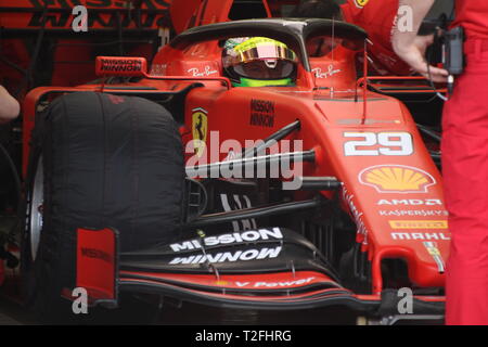 Manama, Bahreïn. Apr 02, 2019. Mick SCHUMACHER, GER, FERRARI SF90 F1 premier test F1. MANAMA, Bahreïn formule 1 02.04.2019 - Formula 1 Testday, la formule 1, Ferrari journée Test avec Mick SCHUMACHER sur 2. Avril 2019 sur le circuit de Sakhir - payant responsable image - copyright : © ATP/THILL Arthur | Conditions de crédit dans le monde entier : dpa/Alamy Live News Banque D'Images