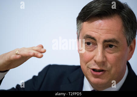 Hanovre, Allemagne. Apr 02, 2019. David McAllister, le premier candidat de la CDU pour les élections européennes, s'exprime à l'État partie petite conférence de la CDU de Basse-Saxe. Credit : Christophe Gateau/dpa/Alamy Live News Banque D'Images