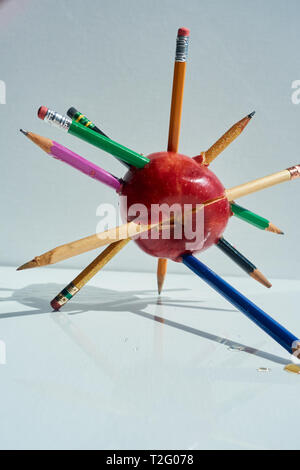 Pomme Rouge brochette de crayons Banque D'Images