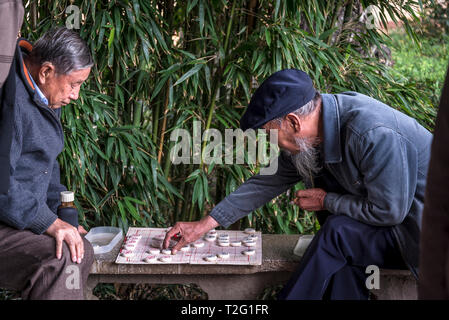 Les sections locales à l'aller, un populaire jeu de société chinois, dans le parc du Lac Vert, Kunming, province du Yunnan, Chine Banque D'Images