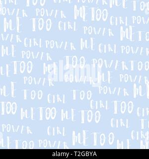 Girl power moi aussi patron d'illustration vectorielle avec lettrage lettrage blanc sur fond bleu. Illustration de Vecteur