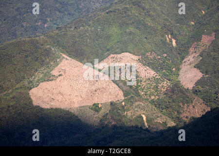 La déforestation dans les collines autour de la ville de Nong Khiaw, Muang Ngoi District, Province de Luang Prabang, le nord du Laos, Laos, Asie du sud-est Banque D'Images