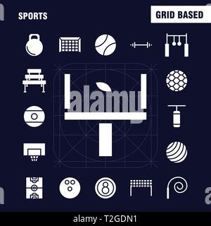 Glyphe solide Sports Icon Pack pour les concepteurs et développeurs. Icônes de ball, golf, tee, Sports, Cricket, souches, Wicket, Sports, Vector Illustration de Vecteur