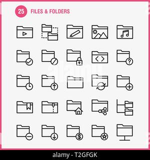 L'icône de la ligne de fichiers et dossiers Pack pour les concepteurs et les développeurs. Icônes de Connect, un dossier réseau, des fichiers, éditer, Dossier, crayon, écrire, Vector Illustration de Vecteur