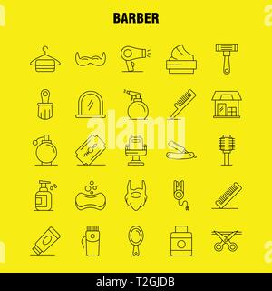 Coiffure Line Icons Set pour l'infographie, Mobile UX/UI Kit et Print Design. Comprennent : salon de coiffure, visage, maquillage, coiffure, Beauté, Président, coupe de cheveux, coiffure, icône Illustration de Vecteur