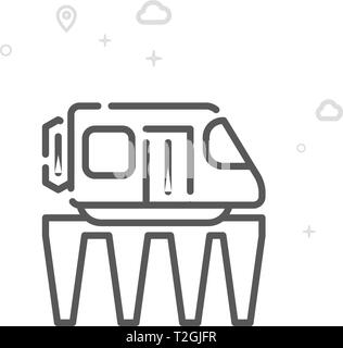 Road Train Monorail de l'icône de la ligne du vecteur. Transports urbains ville symbole, Pictogramme, signe. Résumé Arrière-plan géométrique de la lumière. Avc. modifiable Illustration de Vecteur