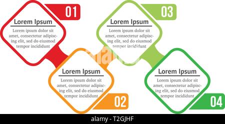 Vector Infographic carrés avec 4 options ou pas. L'infographie pour concept d'entreprise. Peut être utilisé pour les présentations, mise en page, le diagramme du processus de workflow Illustration de Vecteur