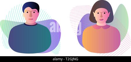 Hommes Femmes sur l'élément liquide moderne dynamique gradient graphique télévision style design coloré vecteur fluide simple illustration de formes abstraites. Husb Couple Illustration de Vecteur