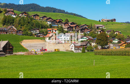 Schwende, Suisse - 20 septembre 2018 : vue sur la campagne, dans le canton suisse d'Appenzell Rhodes-Intérieures. Le canton d'Appenzell Rhodes-Intérieures est le sm Banque D'Images