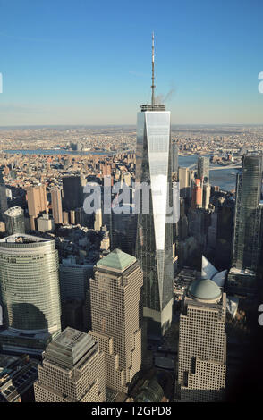 Vue de Manhattan de l'hélicoptère. Banque D'Images