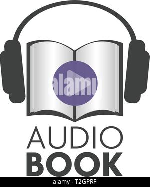 symbole de livre audio avec écouteurs et illustration vectorielle de livre papier Illustration de Vecteur