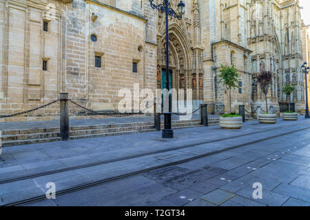 Avenida de la Constitucion, rue piétonne dans le centre-ville de Séville Banque D'Images