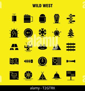 Wild West Icône glyphe solide pour le Web, Print et Mobile UX/UI Kit. Tels que : Paysage, Montana, montagne, Montagnes, Nature, fleur, sauvage de l'Ouest, le pictogramme P Illustration de Vecteur