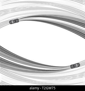 Fond blanc avec des traces de pneus et voitures gris Illustration de Vecteur