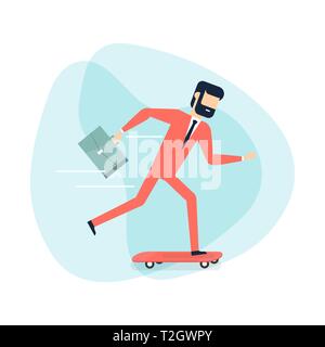 Businessman sur planche avec porte-documents. Illustration de Vecteur