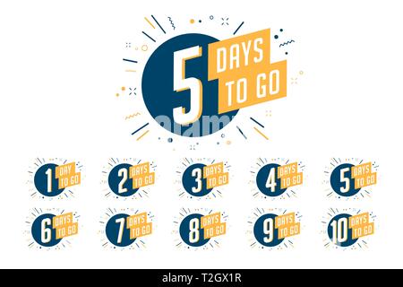 Nombre de jours pour aller, badges ou sticker design. Illustration de Vecteur