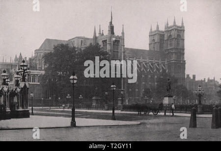 L'Abbaye de Westminster et l'église Saint Margaret's de la place du Parlement Banque D'Images