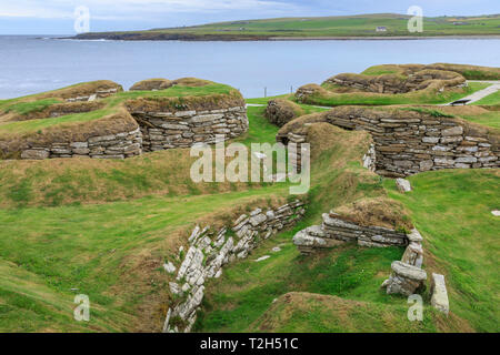 Skara Brae site néolithique dans les îles Orcades, Ecosse, Europe Banque D'Images