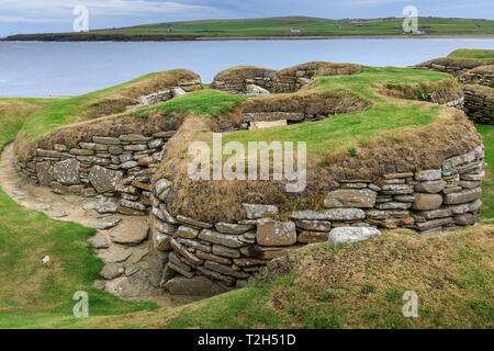 Skara Brae site néolithique dans les îles Orcades, Ecosse, Europe Banque D'Images