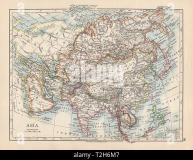 Politique de l'Asie. Siam perse Chine Japon Corée Hejaz, Turkestan Annam 1901 map Banque D'Images